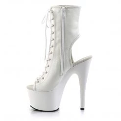 Pleaser 7" Heel White Open Toe/Heel Faux Leather Booties*