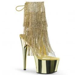Pleaser Shoes 7" Heel Clear/Gold Open Toe/Heel Ankle Bootie*