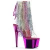 Pleaser 7" Heel Fuchsia Open Toe/Heel Lace-Up Ankle Boot* 2 Pleaser 7" Heel Fuchsia Open Toe/Heel Lace-Up Ankle Boot*