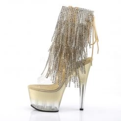 Pleaser 7" Heel Clear/Gold Open Toe/Heel Ankle Boot* Shoes 9 Pleaser 7