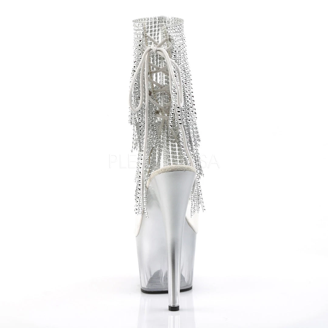 Pleaser 7" Heel Clear/Silver Open Toe Ankle Bootie* Shoes 5 Pleaser 7" Heel Clear/Silver Open Toe Ankle Bootie* Shoes