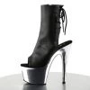 Pleaser 7" Heel Black/Silver Open Toe/Heel Ankle Boot*