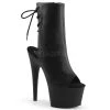 Pleaser 7" Heel Black Open Heel Faux Leather Ankle Boot* Shoes