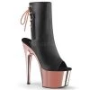 Pleaser 7" Heel Black/Rose Gold Ankle Booties* Shoes