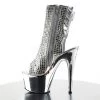 Pleaser Shoes 7" Heel Silver Open Heel Ankle Bootie*