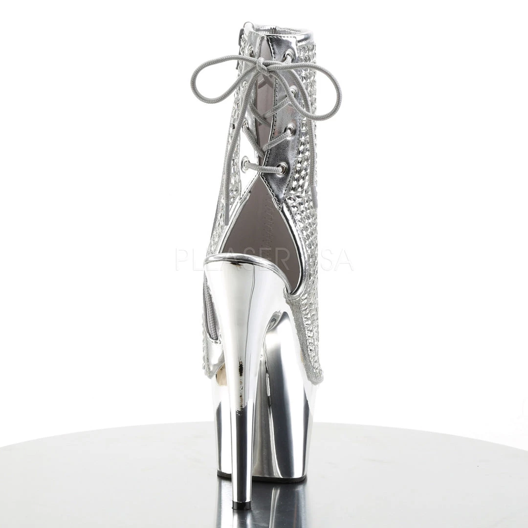 Pleaser Shoes 7" Heel Silver Open Heel Ankle Bootie* 4 Pleaser Shoes 7" Heel Silver Open Heel Ankle Bootie*