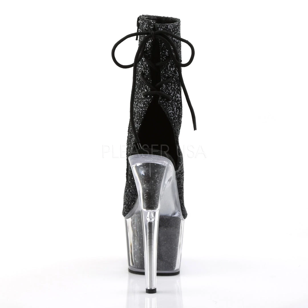 Pleaser 7" Heel Black Glitter Ankle Bootie* Shoes 4 Pleaser 7" Heel Black Glitter Ankle Bootie* Shoes