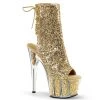 Pleaser 7" Heel Gold Glitter Ankle Boot*