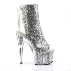 Pleaser 7" Heel Silver Glitter Ankle Boot* Shoes 9 Pleaser 7