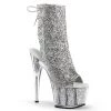 Pleaser 7" Heel Silver Glitter Ankle Boot* Shoes