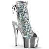Pleaser Shoes 7" Heel Silver Open Toe/Heel Ankle Boot*
