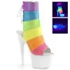 Pleaser Rainbow Clothing 7" Heel White/Rainbow Glitter Ankle Booties* 2 Pleaser Rainbow Clothing 7" Heel White/Rainbow Glitter Ankle Booties*