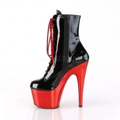 Pleaser 7" Heel Black/Red Lace-Up Ankle Boot* Shoes