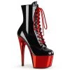 Pleaser 7" Heel Black/Red Lace-Up Ankle Boot* Shoes
