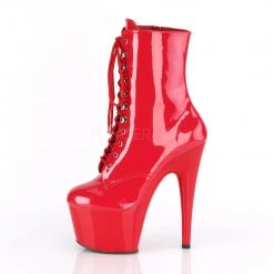Pleaser 7" Heel Red Lace-Up Ankle Bootie*