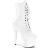 Pleaser 7" Heel White Lace-Up Ankle Boot* Shoes