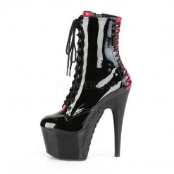 Pleaser 7" Heel Black/Red Lace-Up Ankle Bootie* Shoes