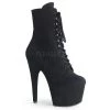 Pleaser 7" Heel Black Lace-Up Ankle Booties*