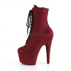 Pleaser Shoes 7" Heel Red Lace-Up Ankle Booties*
