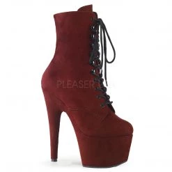 Pleaser Shoes 7" Heel Red Lace-Up Ankle Booties*
