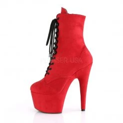 Pleaser Shoes 7" Heel Red Lace-Up Booties*