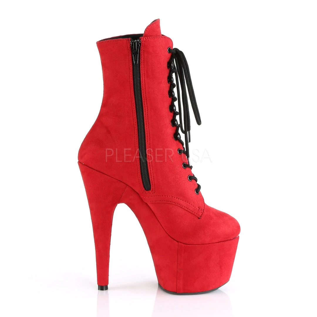 Pleaser Shoes 7" Heel Red Lace-Up Booties* 6 Pleaser Shoes 7" Heel Red Lace-Up Booties*