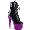 Pleaser 7" Heel Black/Purple Glitter Ankle Boot*