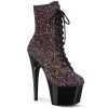 Pleaser 7" Heel Black/Purple Glitter Ankle Booties* Shoes 2 Pleaser 7" Heel Black/Purple Glitter Ankle Booties* Shoes