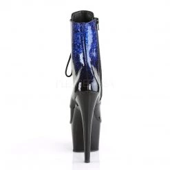 Pleaser 7" Blue/Black Glitter Lace-Up Ankle Boot Platforms* Shoes 6 Pleaser 7