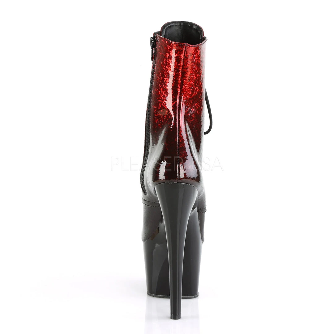Pleaser Shoes 7" Heel Red/Black Glitter Lace-Up Ankle Boot* 5 Pleaser Shoes 7" Heel Red/Black Glitter Lace-Up Ankle Boot*