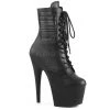 Pleaser 7" Heel Black Lace-Up Faux Leather Ankle Booties*