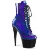 Pleaser 7" Heel Black/Blue Lace-Up Ankle Boot* Shoes