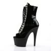 Pleaser 7" Heel Black Peep Toe Lace-Up Ankle Boot* Shoes