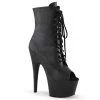 Pleaser 7" Heel Black Peep Toe Faux Leather Ankle Boot*