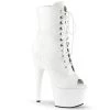 Pleaser 7" Heel White Peep Toe Faux Leather Ankle Boot* 1 Pleaser 7" Heel White Peep Toe Faux Leather Ankle Boot*