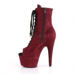 Pleaser Shoes 7" Heel Red Lace-Up Ankle Boot*