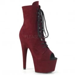 Pleaser Shoes 7" Heel Red Lace-Up Ankle Boot*