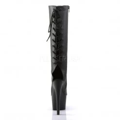 Pleaser 7" Heel Lace-Up Black Faux Leather Knee High Boots* Shoes 6 Pleaser 7