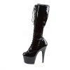 Pleaser 7" Heel Lace-Up Black Knee High Boots* Shoes