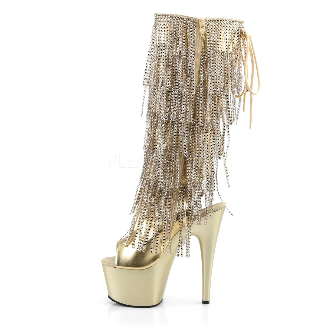 Pleaser 7" Heel Metallic Gold Knee High Boots* 3 Pleaser 7" Heel Metallic Gold Knee High Boots*