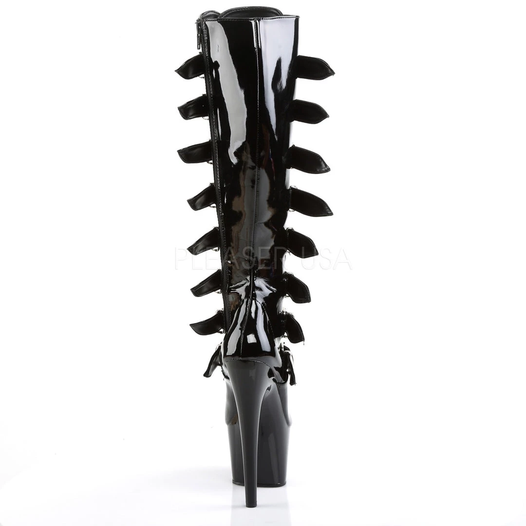 Pleaser 7" Heel Buckle Black Knee High Boots* Shoes 4 Pleaser 7" Heel Buckle Black Knee High Boots* Shoes