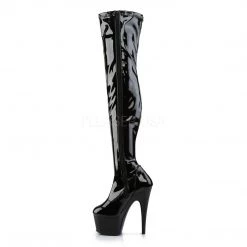 Pleaser 7 Inch Heel Black Platform Stretch Thigh High Boots*