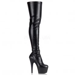Pleaser 7" Black Platform Stretch Thigh Boots* Shoes