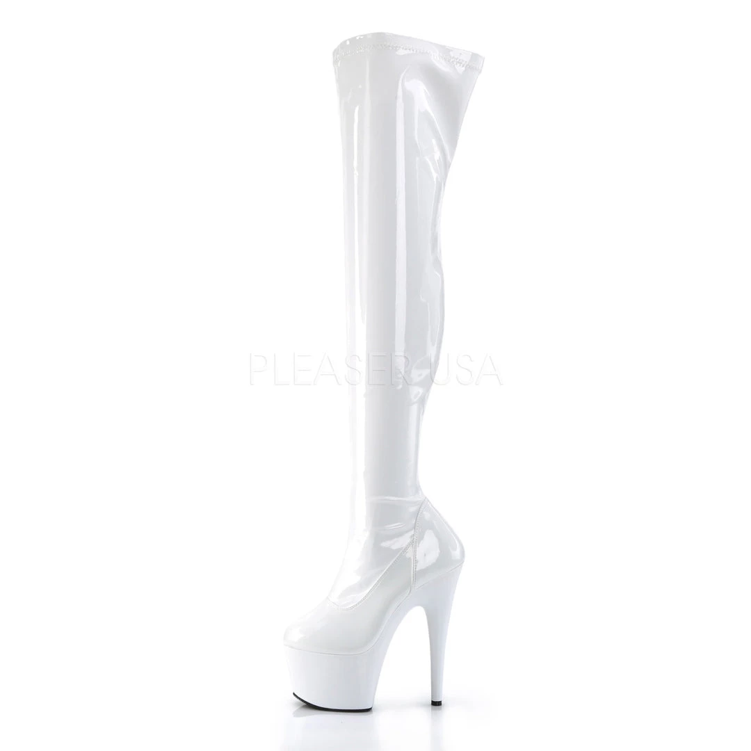 Pleaser 7" Heel White Platform Stretch Thigh Boots* Shoes 4 Pleaser 7" Heel White Platform Stretch Thigh Boots* Shoes