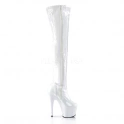 Pleaser 7" Heel White Platform Stretch Thigh Boots* Shoes 9 Pleaser 7