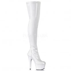 Pleaser 7" Heel White Platform Stretch Thigh Boots* Shoes