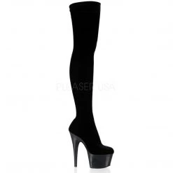 Pleaser 7" Black Platform Thigh Boots* Shoes