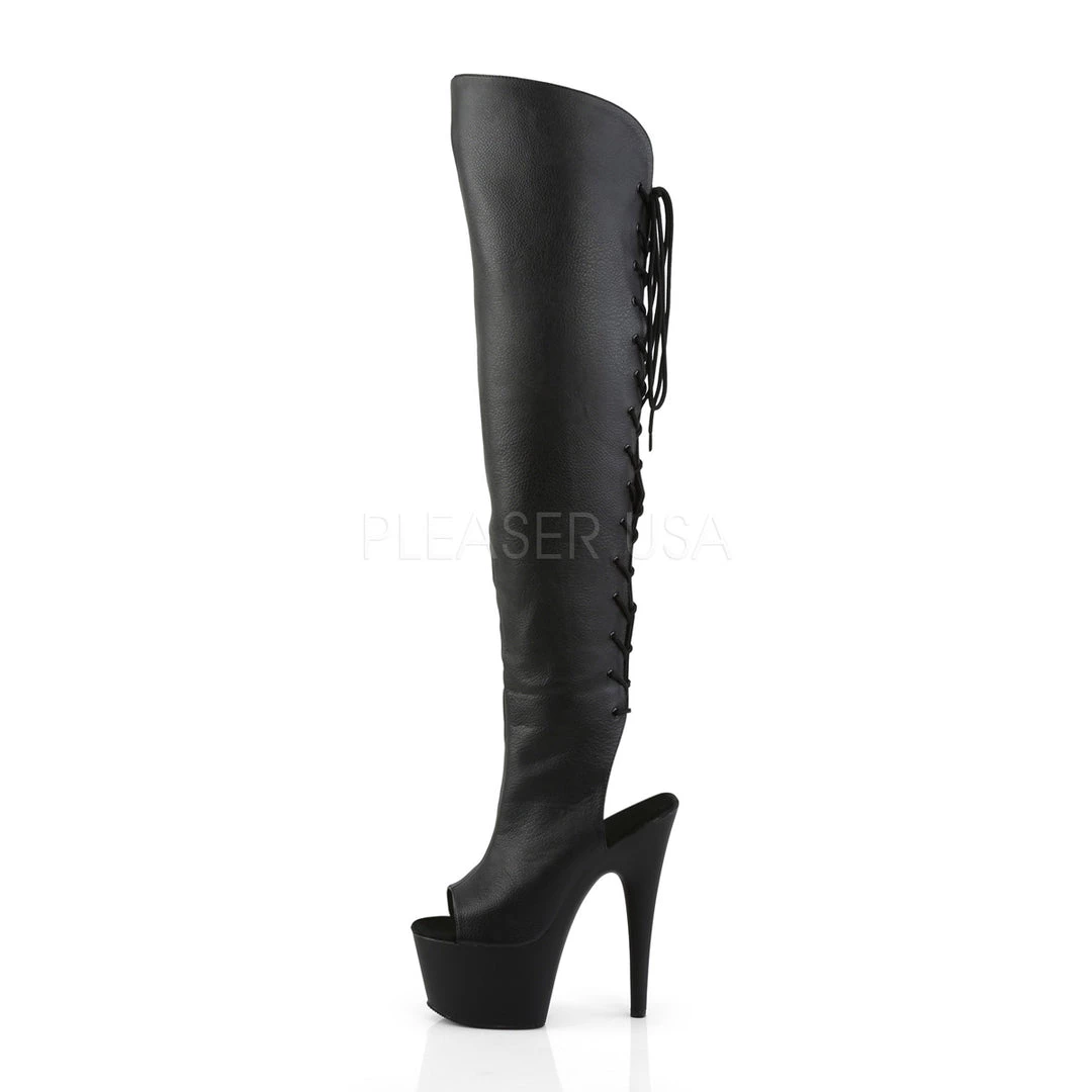 Pleaser 7" Heel Black Platform Open Toe Thigh Boots* Shoes 4 Pleaser 7" Heel Black Platform Open Toe Thigh Boots* Shoes