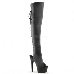 Pleaser 7" Heel Black Platform Open Toe Thigh Boots* Shoes
