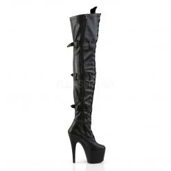 Pleaser 7" Heel Black Platform Lace Up Buckle Thigh Boots* Shoes 9 Pleaser 7